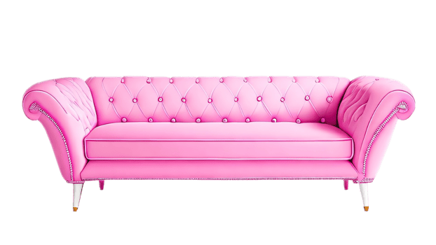 Pink sofa isolated on transparent background png