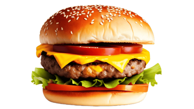 Delicious hamburger isolated on transparent background png