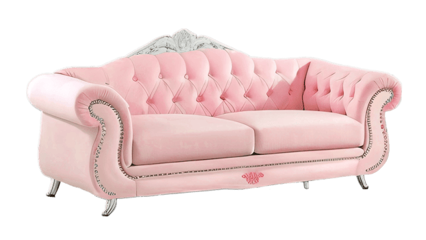 Pink sofa isolated on PNG background