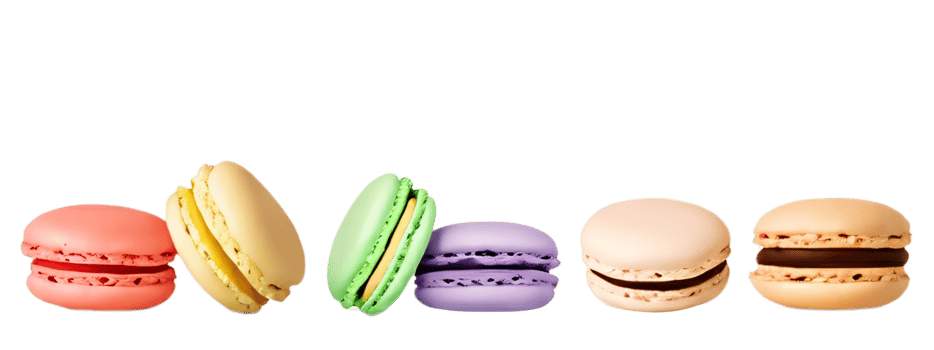 Colorful macaroons set on png background