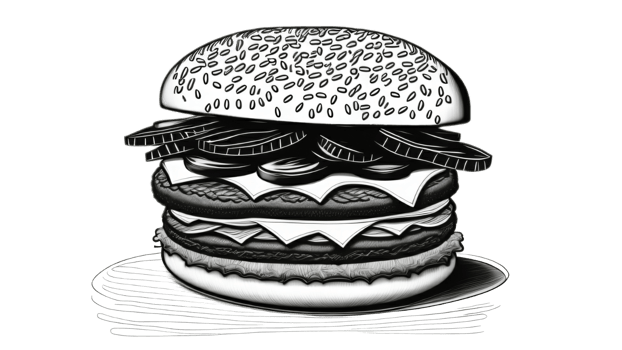 Delicious hamburger isolated on PNG background