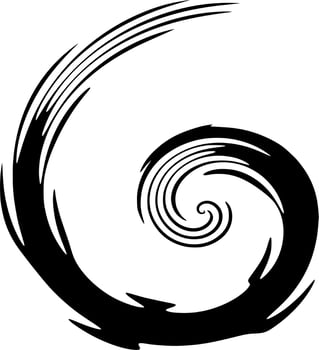 Vector silhouette of bold spiral on white background