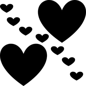 Vector silhouette of heart on white background