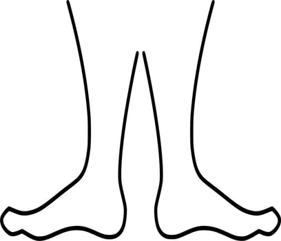 Vector silhouette of foot on white background