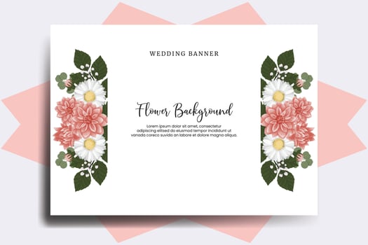 Wedding banner flower background, Digital watercolor hand drawn Dahlia Flower design Template vector