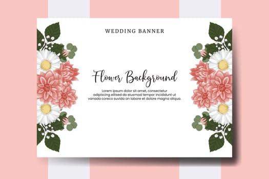 Wedding banner flower background, Digital watercolor hand drawn Dahlia Flower design Template vector