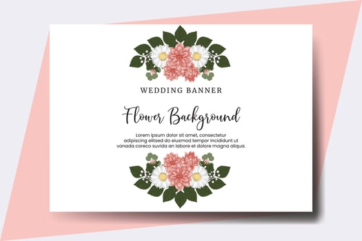 Wedding banner flower background, Digital watercolor hand drawn Dahlia Flower design Template vector