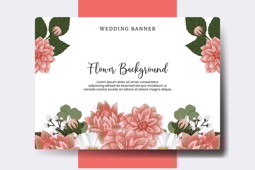 Wedding banner flower background, Digital watercolor hand drawn Dahlia Flower design Template vector