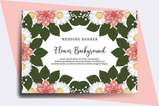 Wedding banner flower background, Digital watercolor hand drawn Dahlia Flower design Template vector