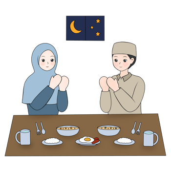 muslim couple praying before iftar png