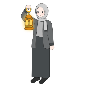 hijab girl greeting ramadan with lantern png