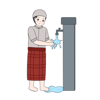 muslim boy wash hand wudhu png