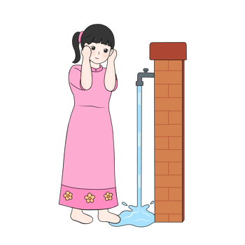 girl washing ears for wudhu png
