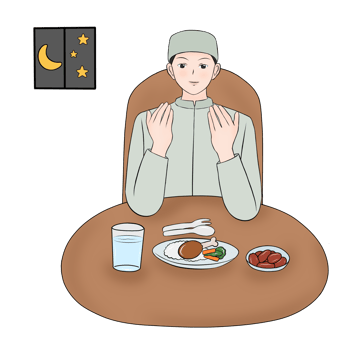 muslim man praying before eating iftar png
