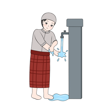 muslim boy wash arm wudhu png