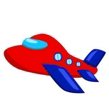 red color airplane illustration in flat style for children's book vector