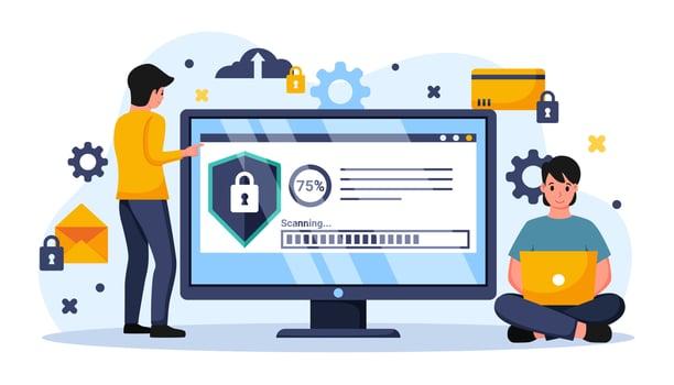 Digital data protection design vector. Cyber security illustration background. Cloud computing network safety concept vector