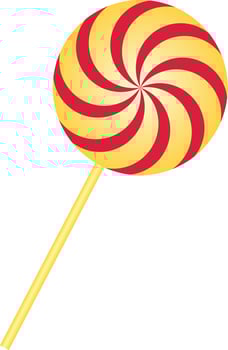 Red and orange stripes lollipop vector design. Hard candy simple icon.
