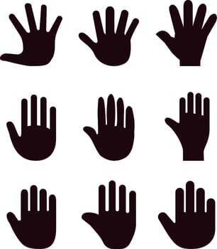 Handprint icon set. Handprint icon of people for symbol and sign. Sign and symbol of hand for graphic resource design. Icon sheet of handprints vector illustration