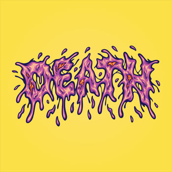 Death word lettering with slimy rotten text illustrations vector