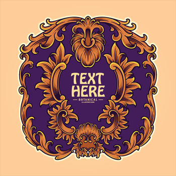 Classic engraved ornament frame with old floral ornament illustrations vector