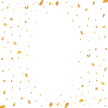 Golden party tinsel frame for a carnival background. Golden confetti falling illustration on a transparent background. Birthday celebration elements PNG. Festival and party element confetti PNG. png