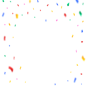 Colorful confetti and tinsel explosion frame illustration on a transparent background. Carnival elements PNG for a birthday celebration background. Multicolor confetti and tinsel frame PNG.
