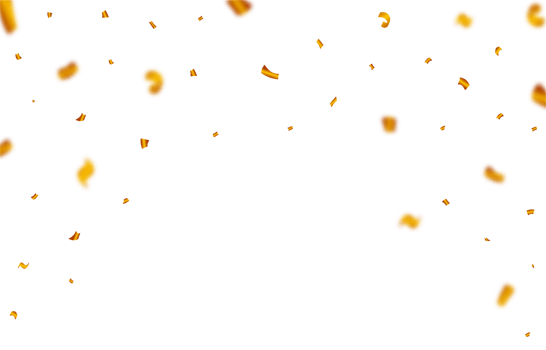Golden party tinsel frame for a carnival background. Golden confetti falling illustration on a transparent background. Birthday celebration elements PNG. Festival and party element confetti PNG. png