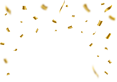 Golden confetti and ribbon falling isolated on a transparent background. Event and birthday party celebration PNG. Simple confetti falling illustration. Golden Ribbon falling. Festival elements PNG. png