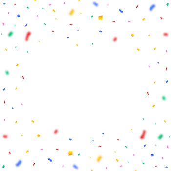 Colorful confetti and tinsel explosion frame illustration on a transparent background. Carnival elements PNG for a birthday celebration background. Multicolor confetti and tinsel frame PNG.