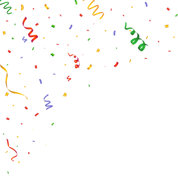 Confetti PNG illustration for festival background. Party elements, flying colorful confetti. Red, green, golden, blue, purple color confetti on a transparent background. Birthday, anniversary, party.