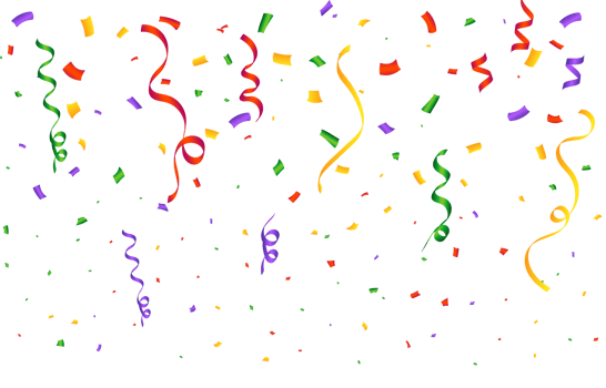 Realistic multicolored confetti PNG for the festival. Confetti and tinsel falling background. Colorful confetti isolated on a transparent background. Carnival elements PNG. Birthday party celebration.