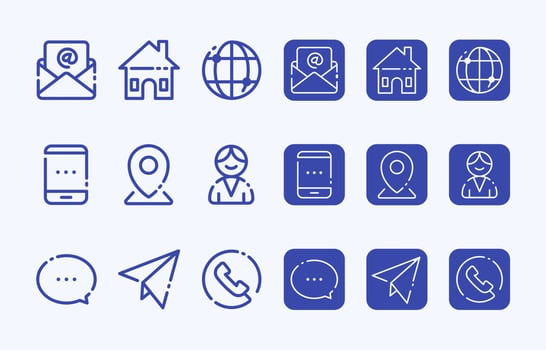 General Business Card Contact Icon Set vector