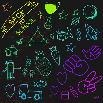 Back to school vector pattern. Concept of education. Back to School lettering style on  blackboard. Vector illustration.