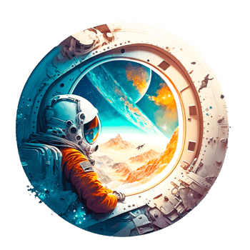 Cartoon image of an astronaut sitting png