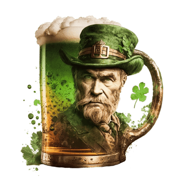 Saint Patrick's Day. Leprechaun with a pint of beer png
