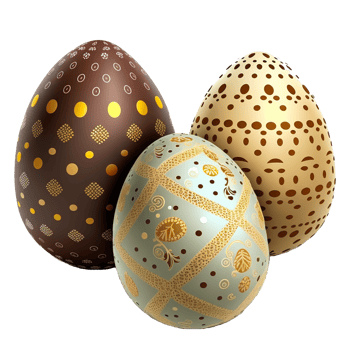 Realistic easter day eggs with golden details png