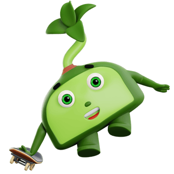 3d cute plant character hand stand on skate board png