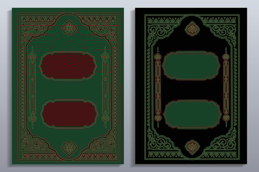 islamic book cover with arabic ornament design vector