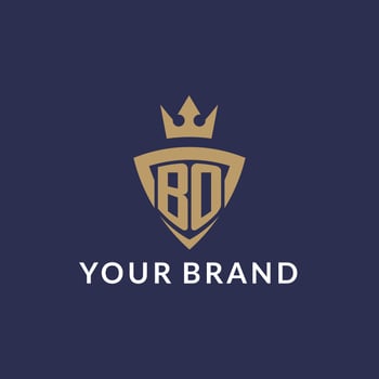 BO logo with shield and crown, monogram initial logo style vector