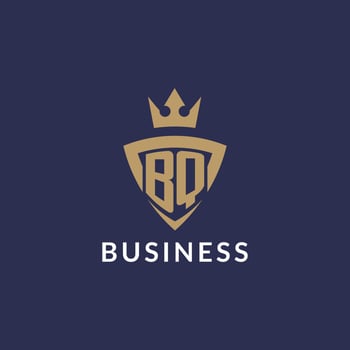 BQ logo with shield and crown, monogram initial logo style vector