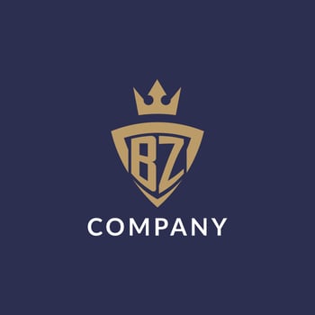 BZ logo with shield and crown, monogram initial logo style vector