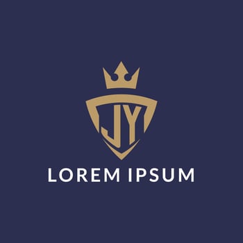 JY logo with shield and crown, monogram initial logo style vector