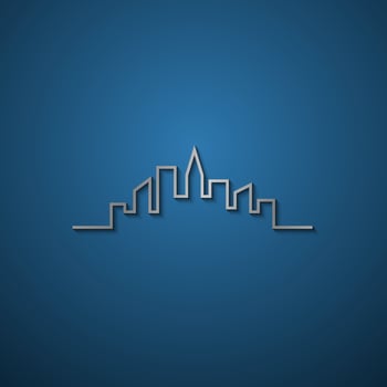 Simple line cityscape silhouette with shadow vector