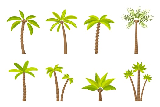 Vector set of green simple trees.