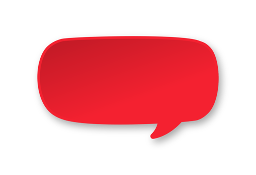 Red 3D paper speech bubble. Simple minimal thought balloon infographic design element png