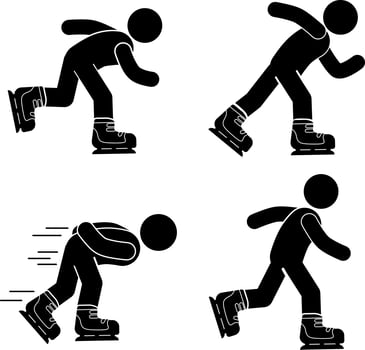Ice Skating Vector Illustration. stick figure. pictogram.