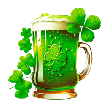 ST Patrick day green beer glass illustration png