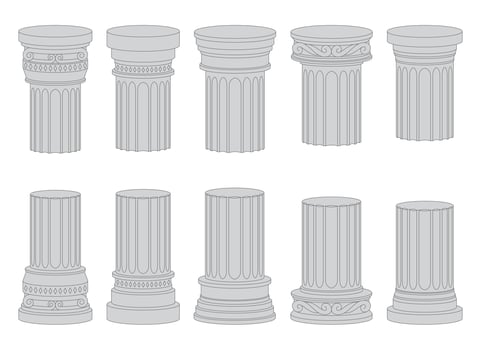 Ancient columns vector design illustration isolated on background
