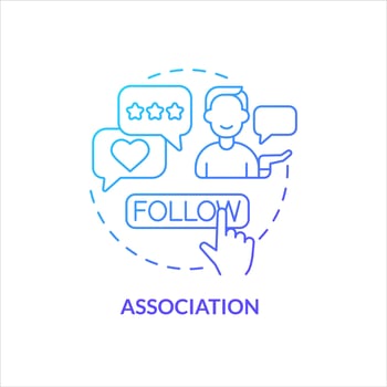 Association blue gradient concept icon. Social media following. Online network. Join to community abstract idea thin line illustration. Isolated outline drawing vector